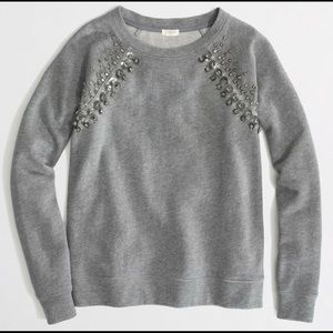 J Crew Grey Embellished Sweater